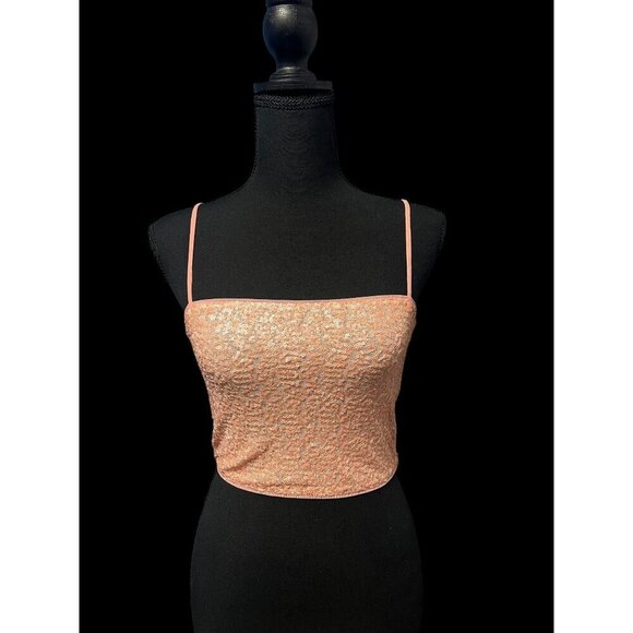 Susana Monaco Sequin Sparkle Crop Top, Taylor Swift Era Style, PINK, Adjustable - Picture 6 of 11
